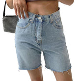 Raw edge straight leg shorts